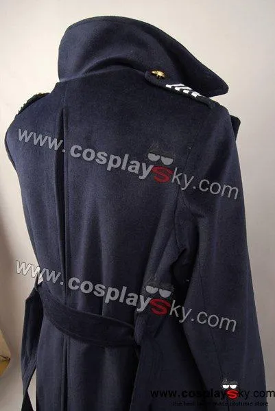 Doctor Who Dr. Dark Blue or Black Wool Trench Coat Costume Ver2