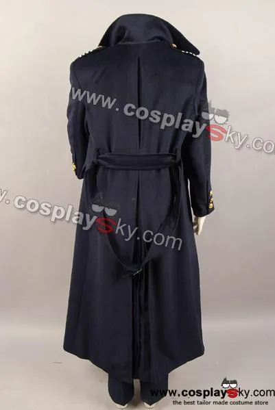 Doctor Who Dr. Dark Blue or Black Wool Trench Coat Costume Ver2