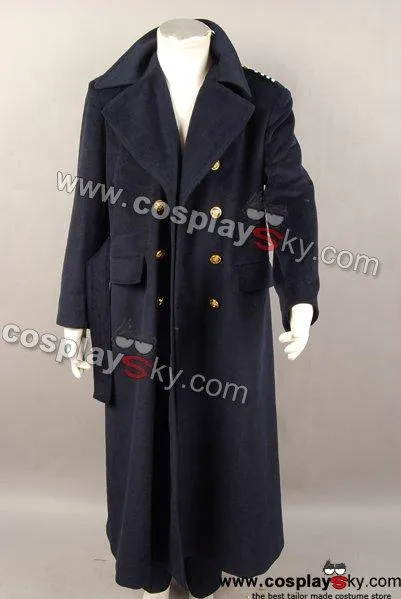 Doctor Who Dr. Dark Blue or Black Wool Trench Coat Costume Ver2