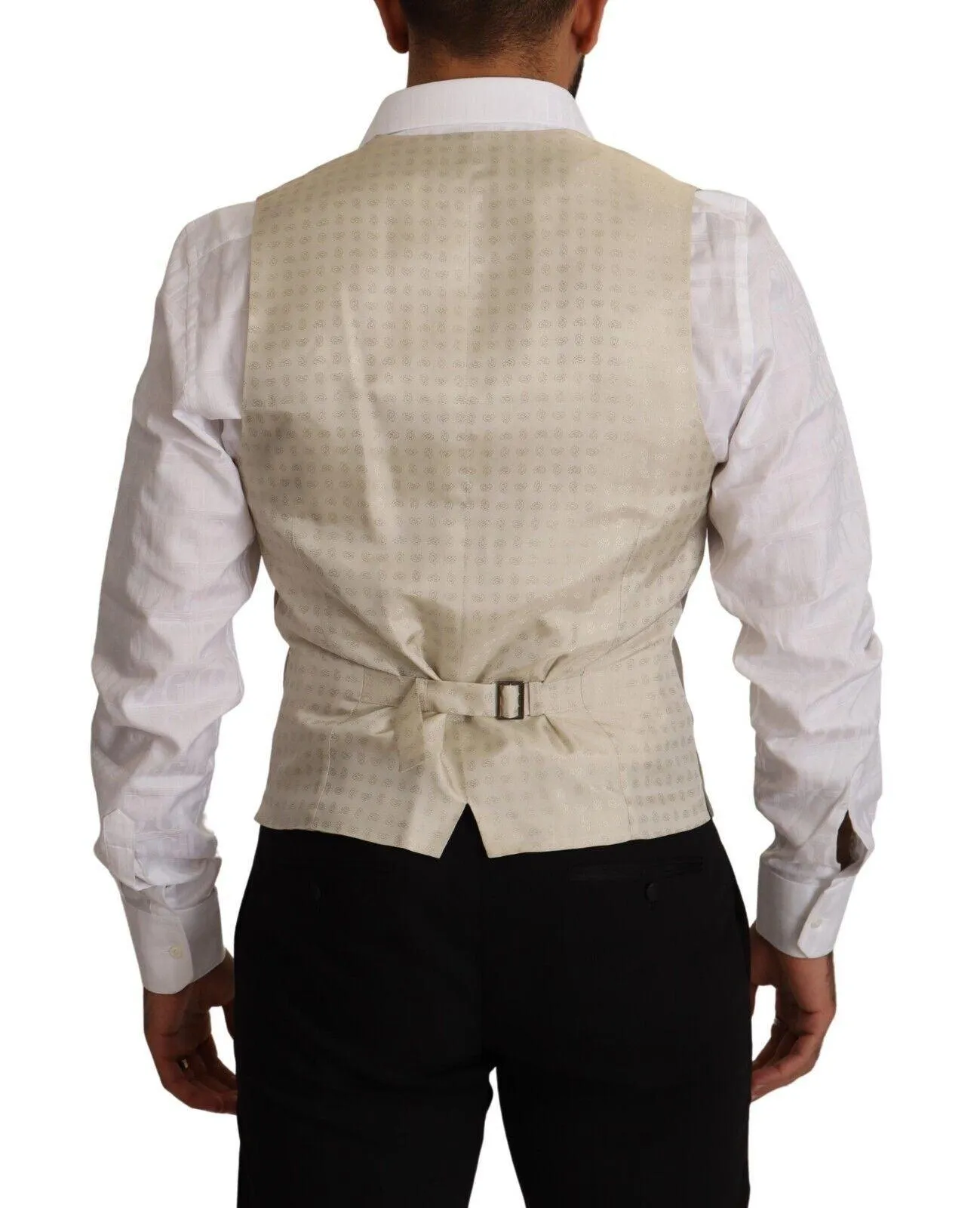 Dolce & Gabbana Beige Wool Single Breasted Waistcoat Vest