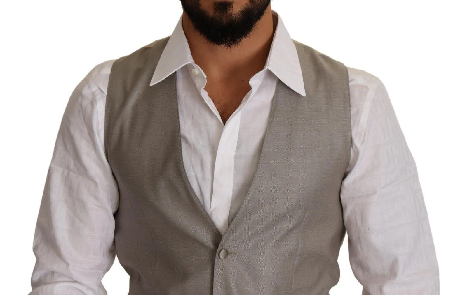 Dolce & Gabbana Beige Wool Single Breasted Waistcoat Vest