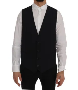 Dolce & Gabbana Sleek Striped Wool Blend Waistcoat Vest