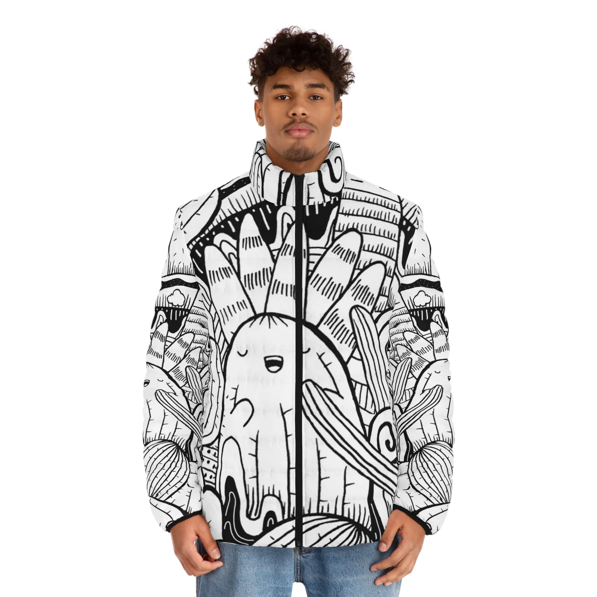 Doodle Cactus - Inovax Men's Puffer Jacket