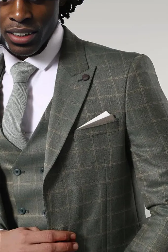 Double Breasted Green Plaid Mens Suit | Wessi