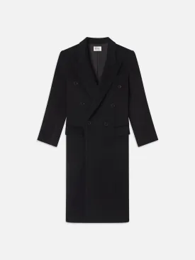 Double-Breasted Tailored Coat -- Black