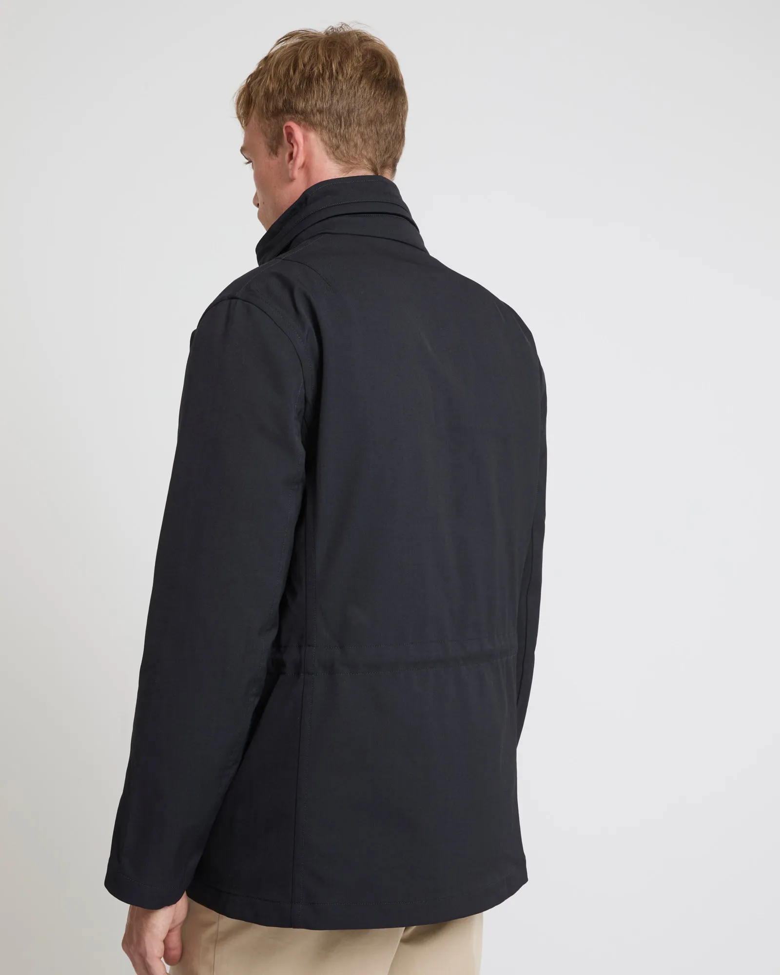 Field jacket in technical wool and mink fur