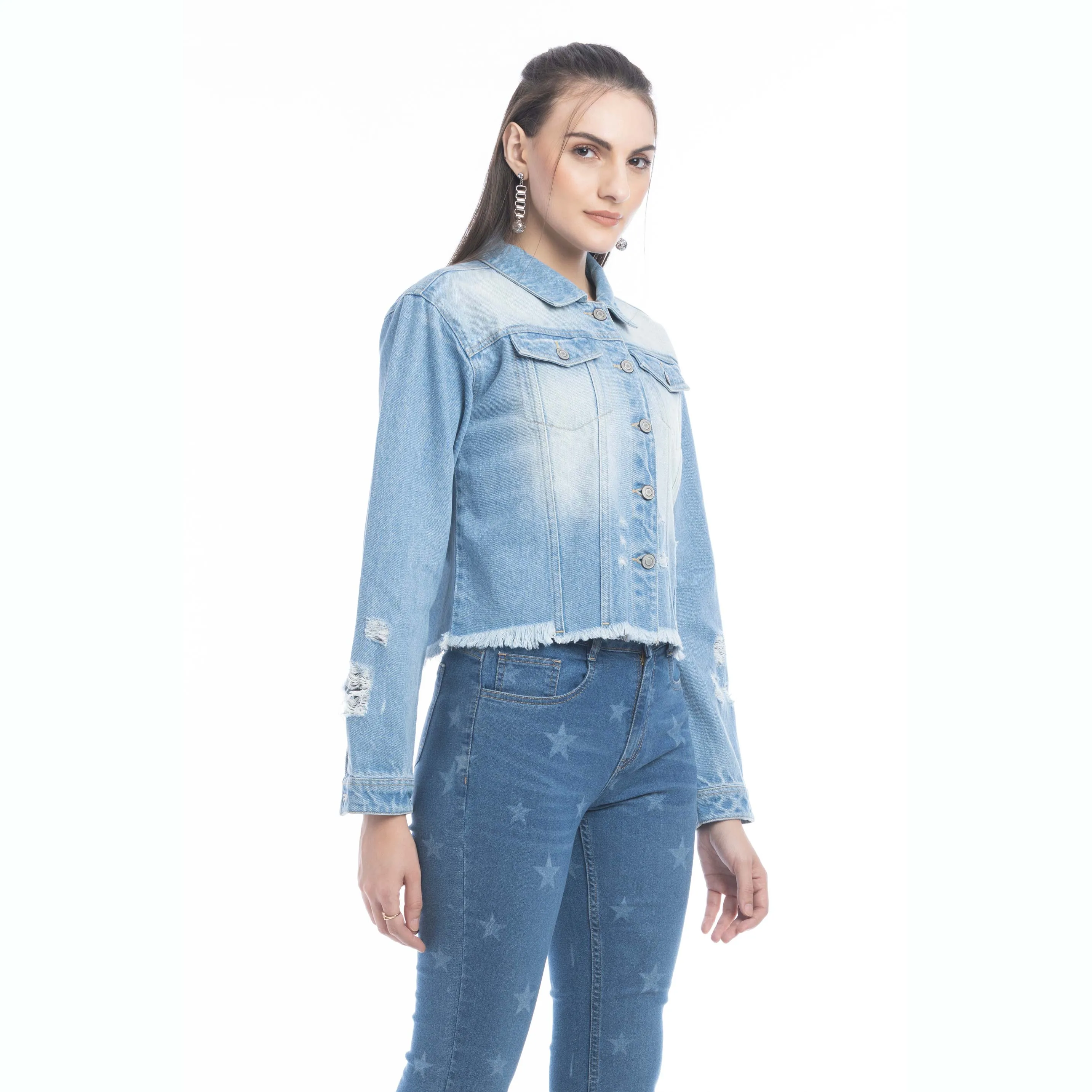 Francesca Frayed Hem Denim Jacket