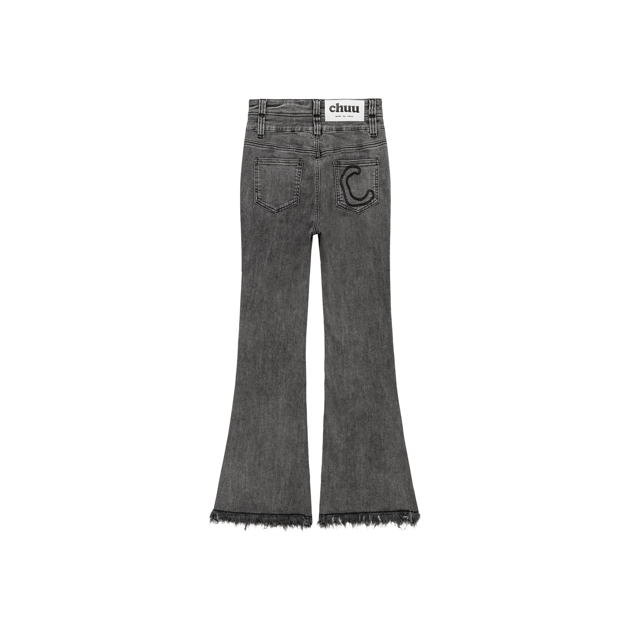 Frayed Hem Bootcut Denim Jeans