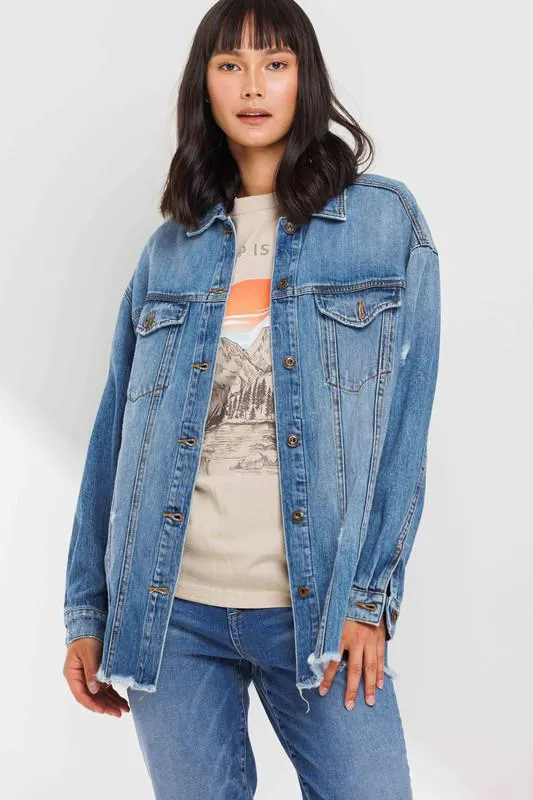 Frayed Hem Denim Jacket