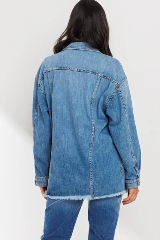 Frayed Hem Denim Jacket