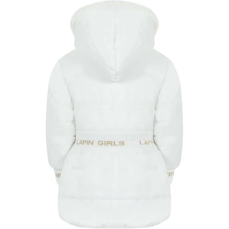 Girls White Reversible Coat