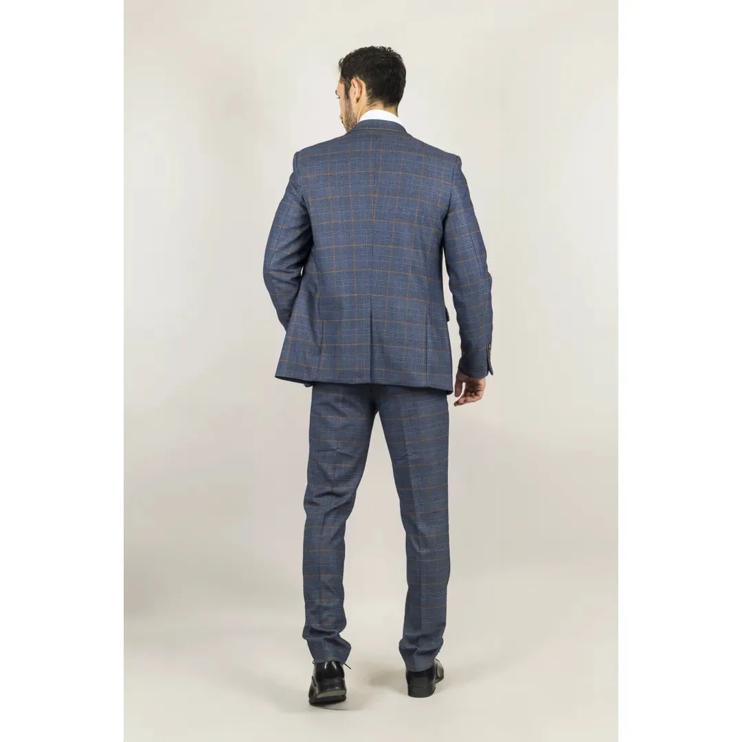 Gisborne - Men's 3 Piece Navy Checked Suit