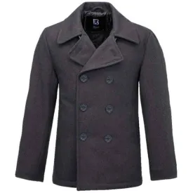 Grey Wool Double Breasted Pea Coat