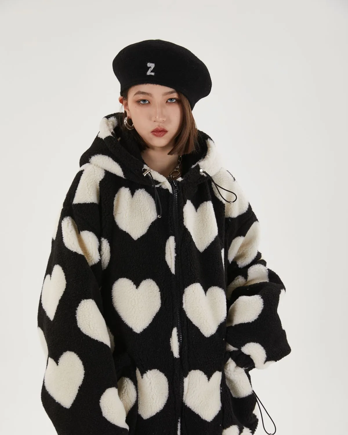 Heart Pattern Hooded Jacket