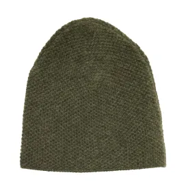 Heavy Seed stitch knitted Cashmere Beanie Soldeu Army Green