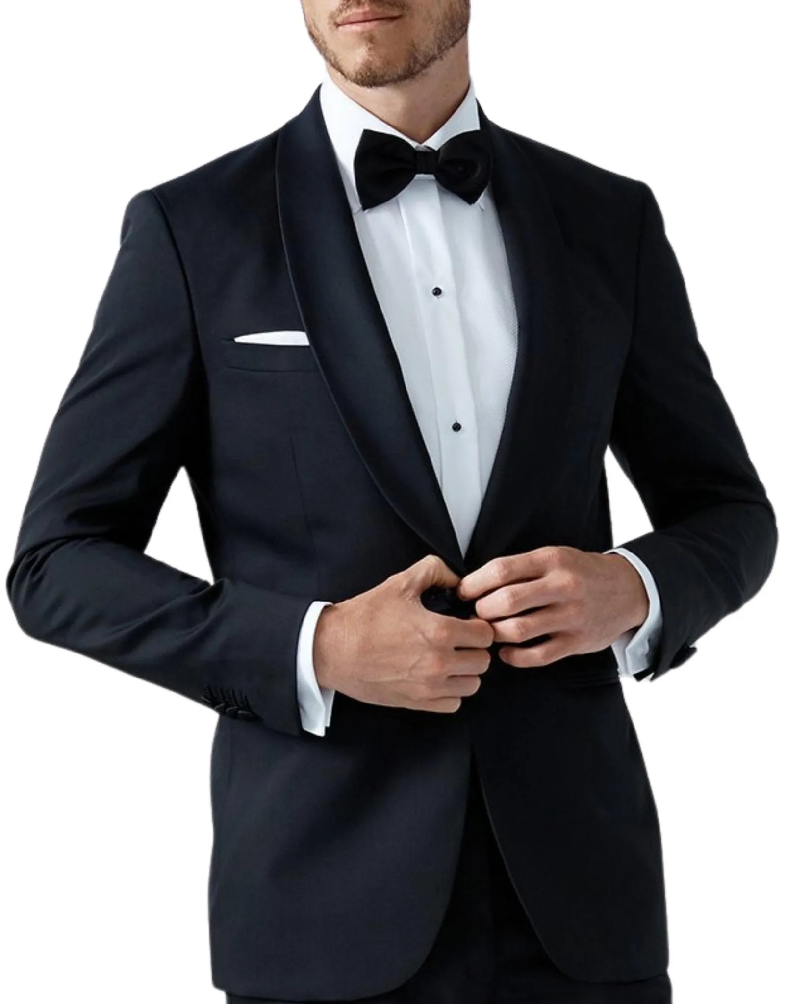 HENRY SARTORIAL Shawl Collar Dinner Suit BLACK LG