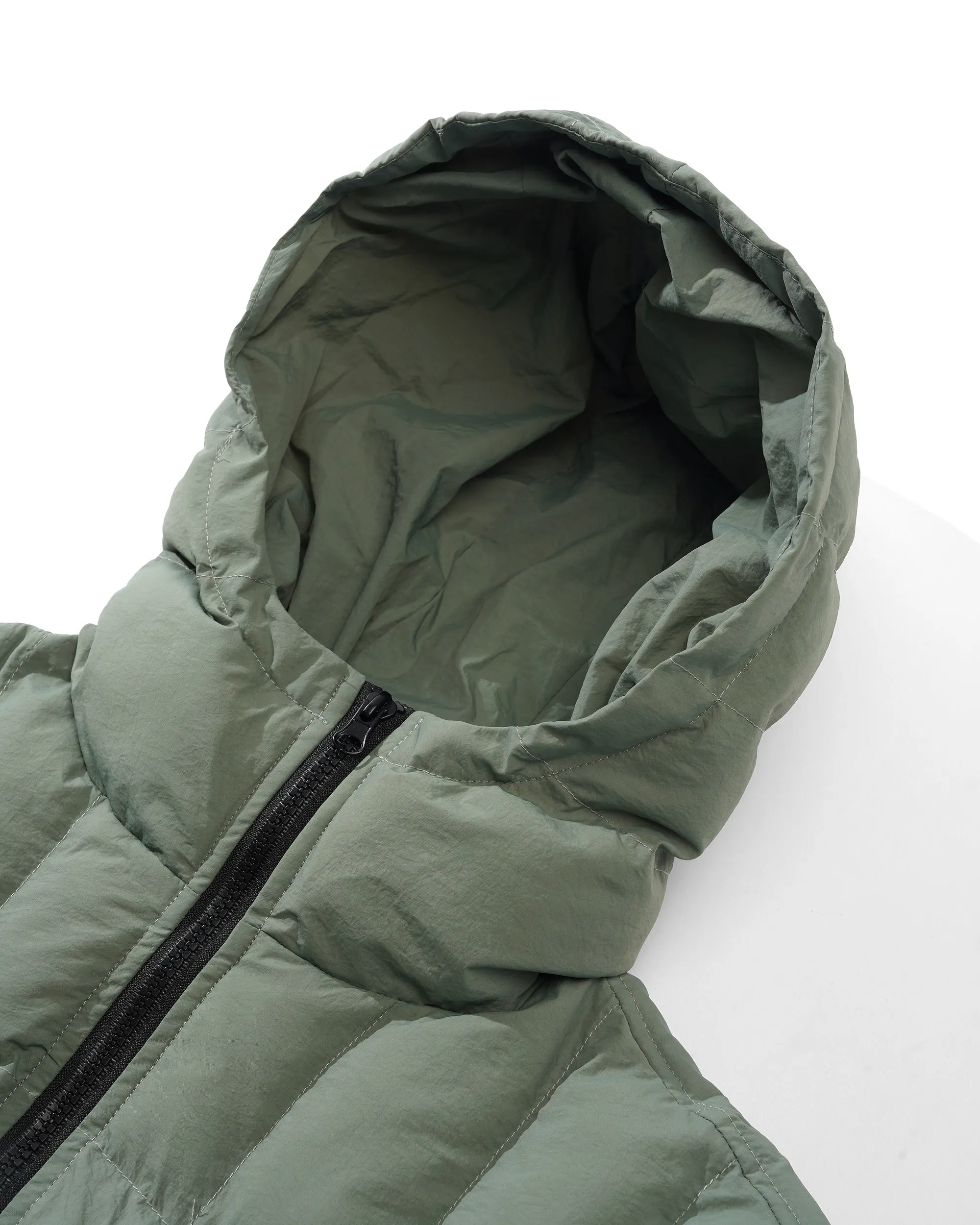 Hooded Puffer Jacket, Washed Army