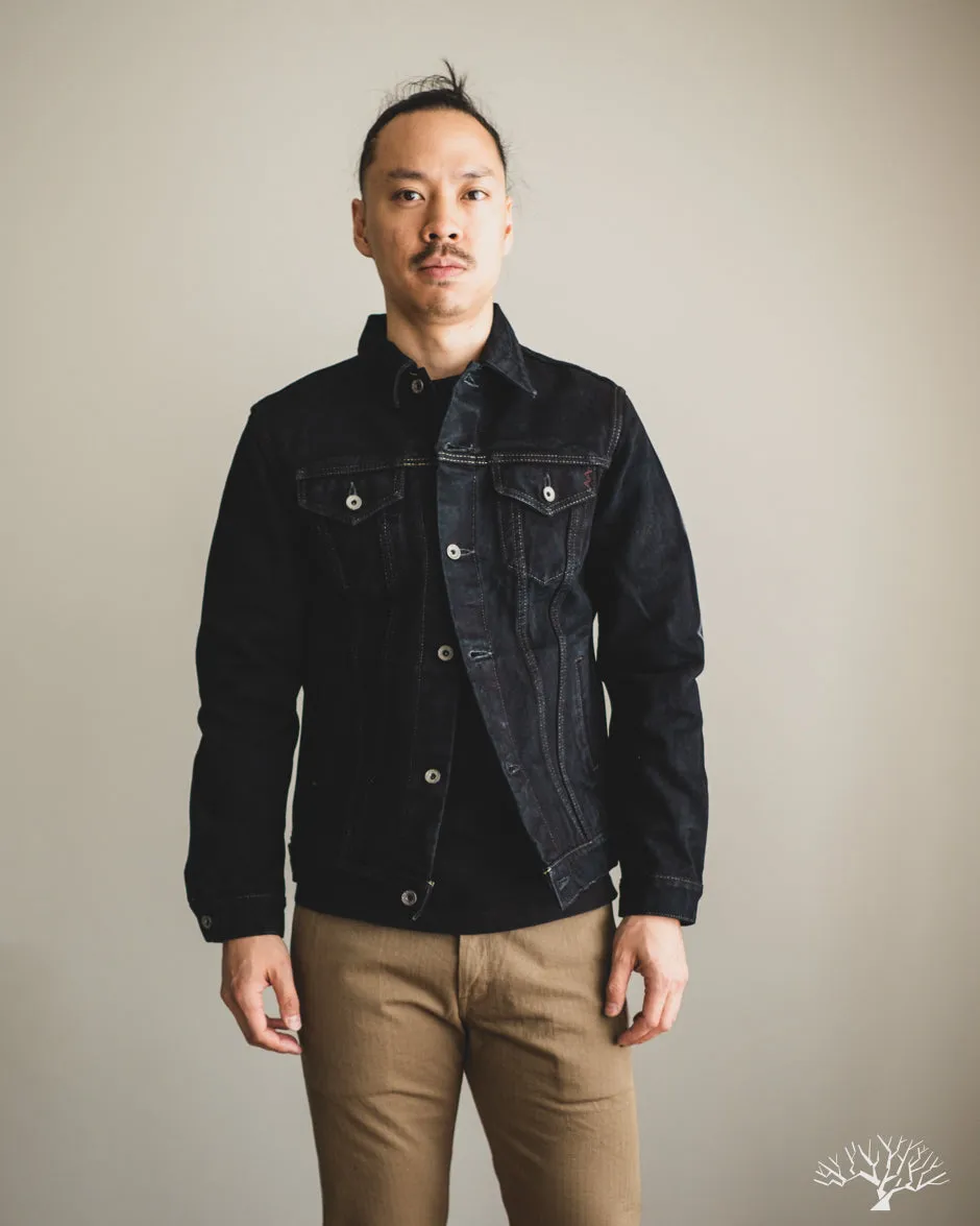 IH-526Lod - 19oz Left Hand Twill Type III Modified Denim Jacket - Indigo Overdyed Black