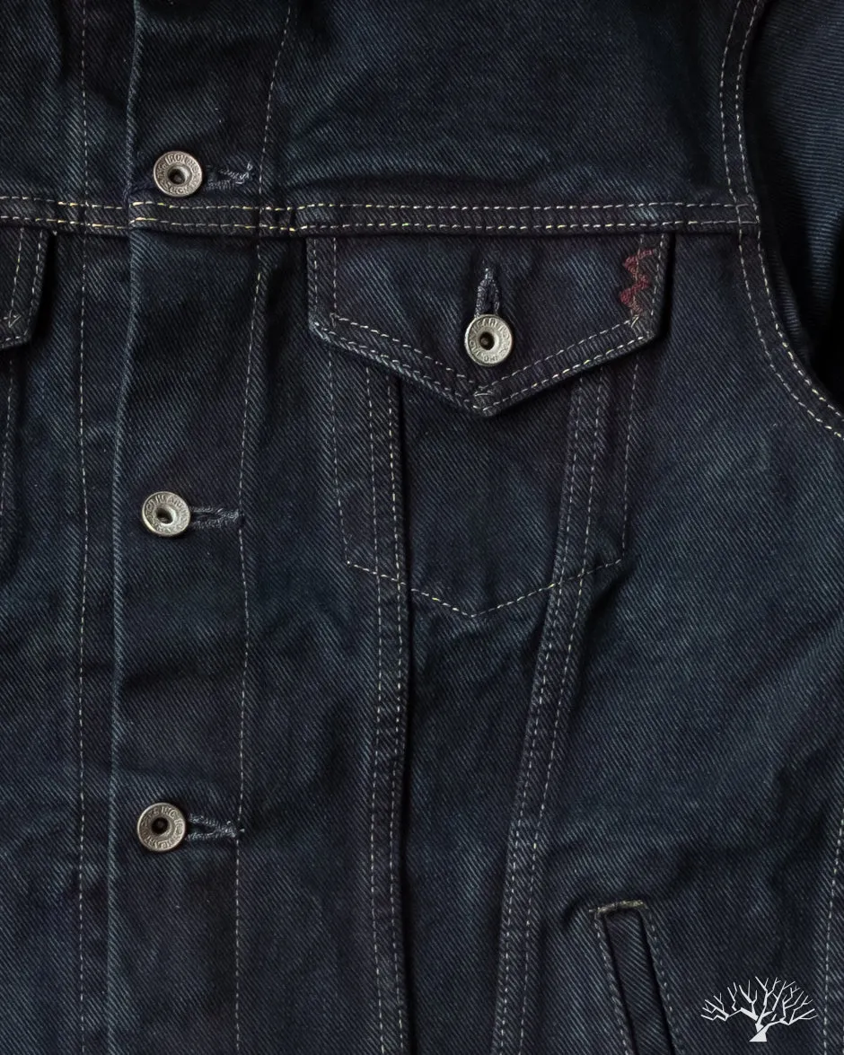 IH-526Lod - 19oz Left Hand Twill Type III Modified Denim Jacket - Indigo Overdyed Black