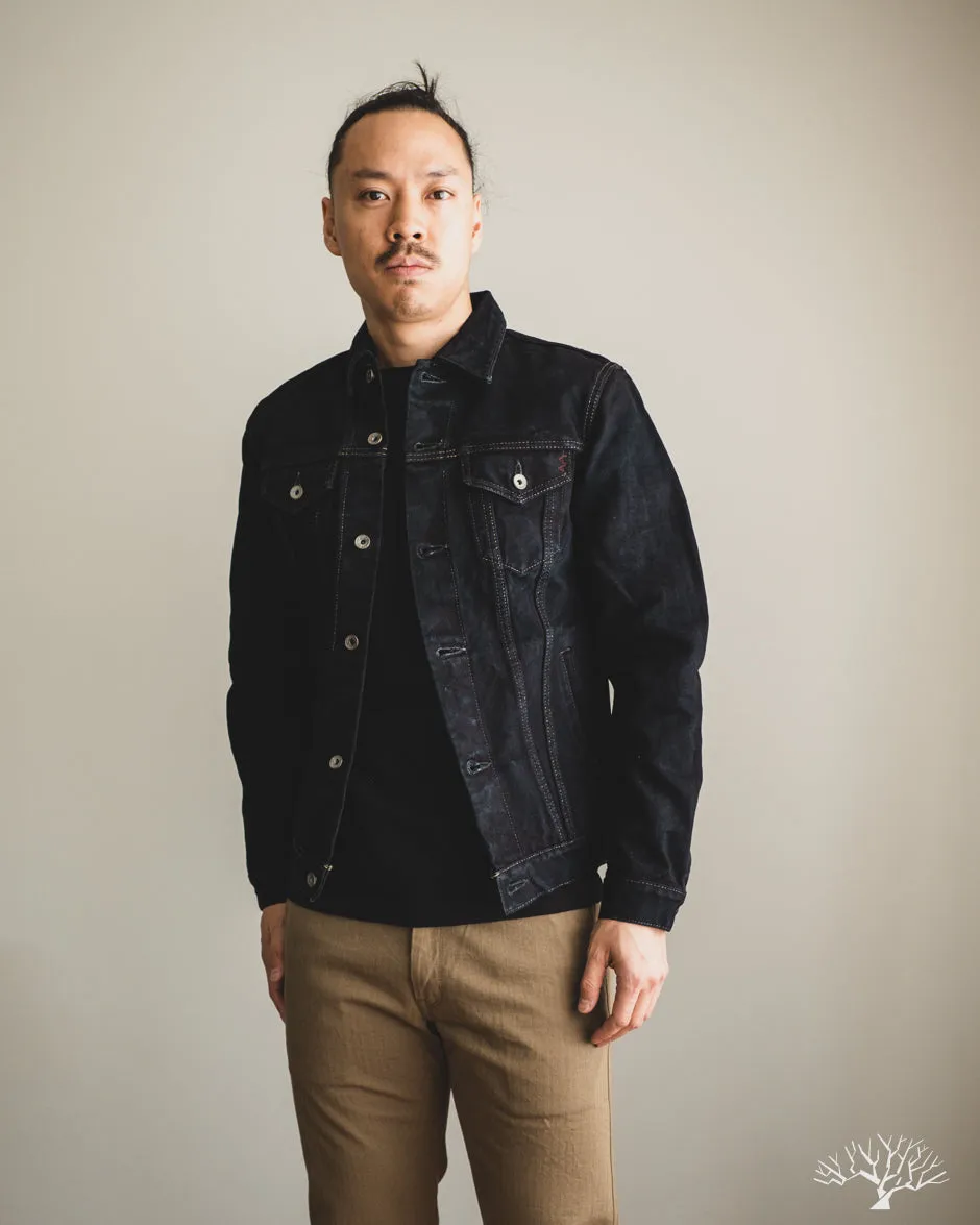 IH-526Lod - 19oz Left Hand Twill Type III Modified Denim Jacket - Indigo Overdyed Black