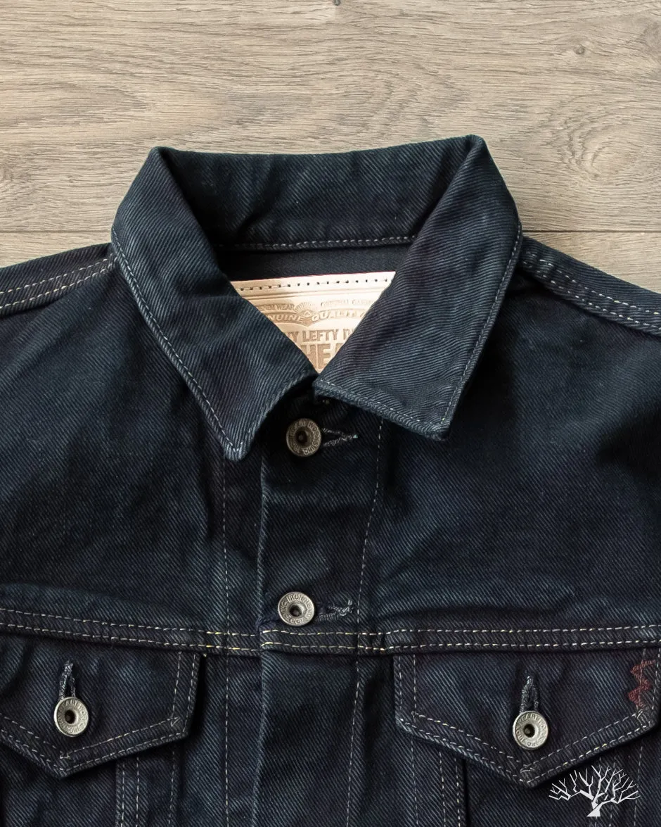 IH-526Lod - 19oz Left Hand Twill Type III Modified Denim Jacket - Indigo Overdyed Black