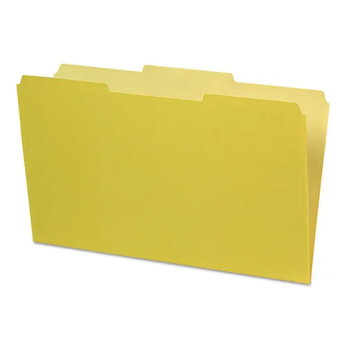 Interior File Folders, 1/3-cut Tabs: Assorted, Legal Size, Yellow, 100/box