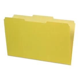 Interior File Folders, 1/3-cut Tabs: Assorted, Legal Size, Yellow, 100/box