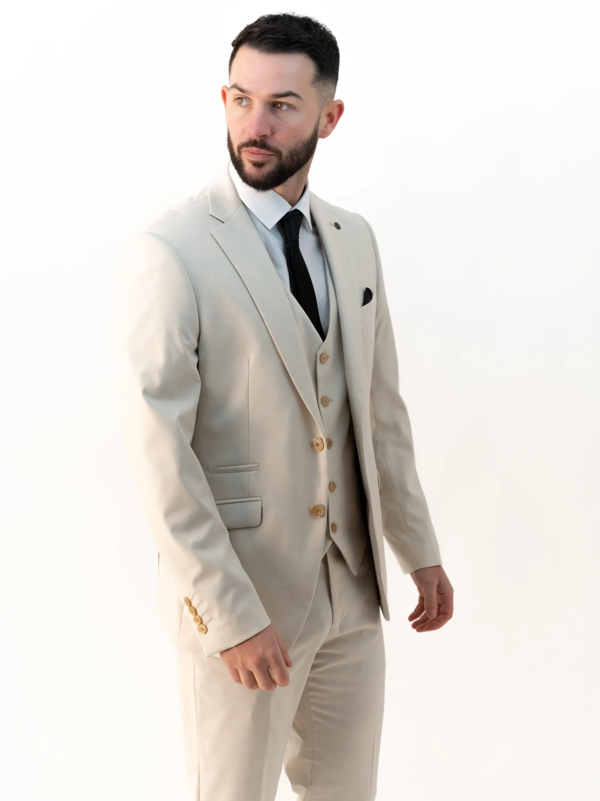 Jasper Vanilla Double Breasted Three Piece Suit