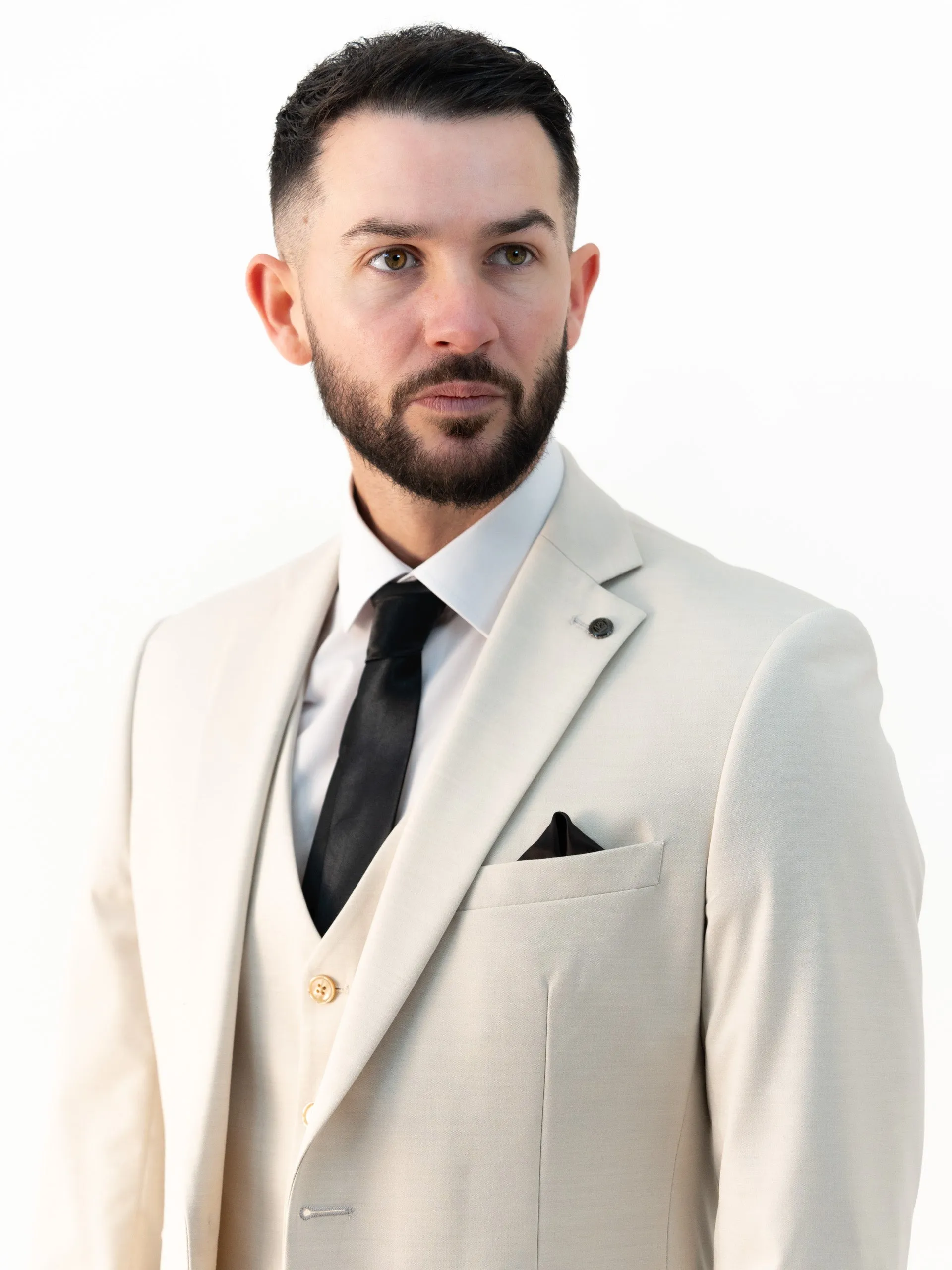 Jasper Vanilla Double Breasted Three Piece Suit