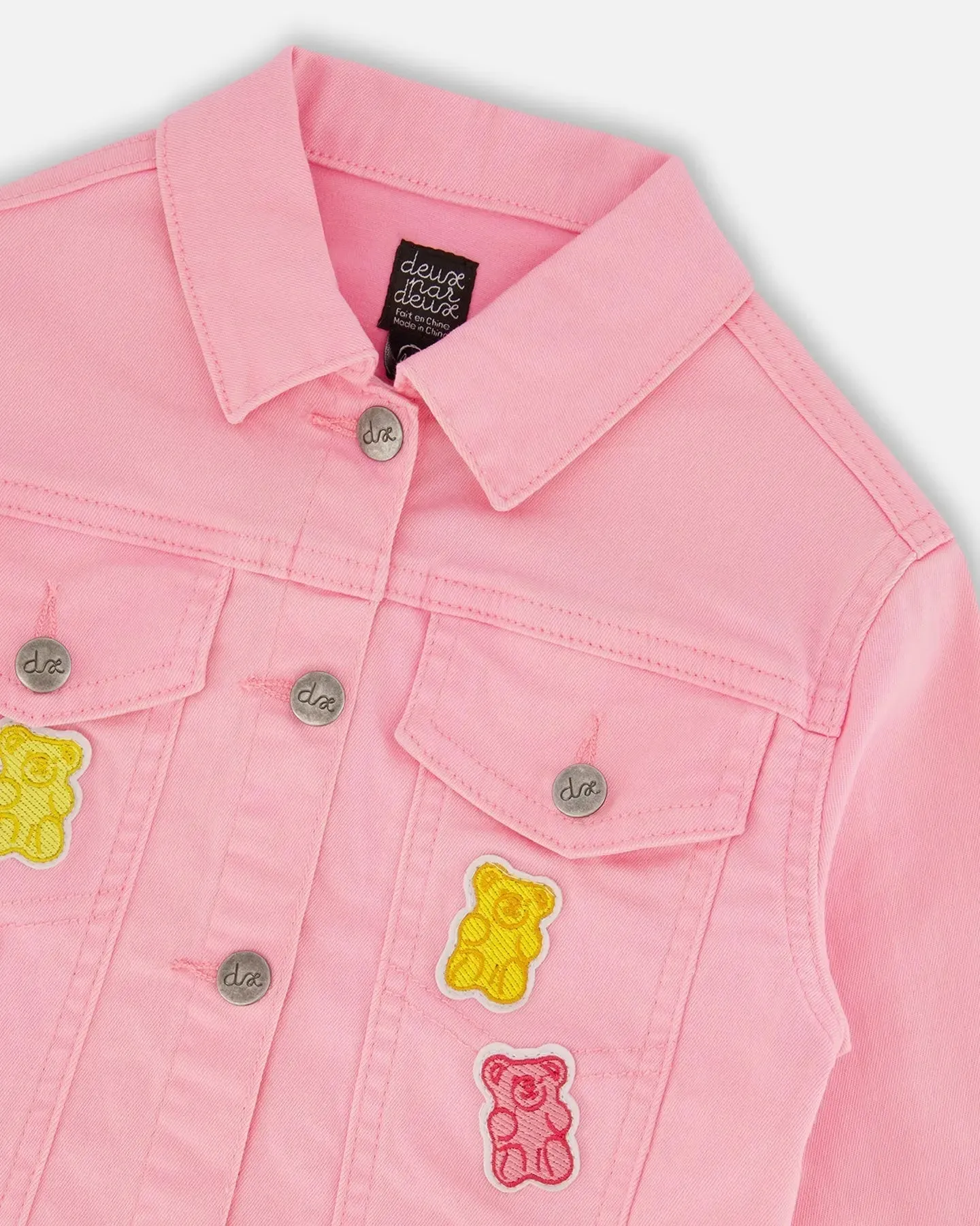 Jean Jacket With Embroidery Pink And Multicolored Gummies