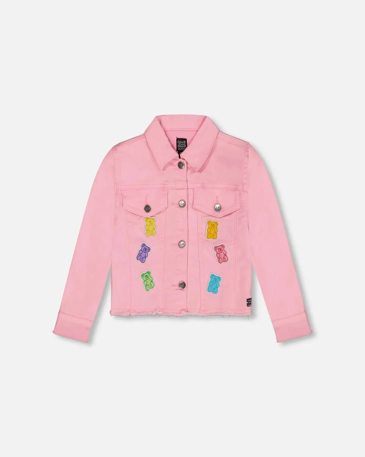 Jean Jacket With Embroidery Pink And Multicolored Gummies