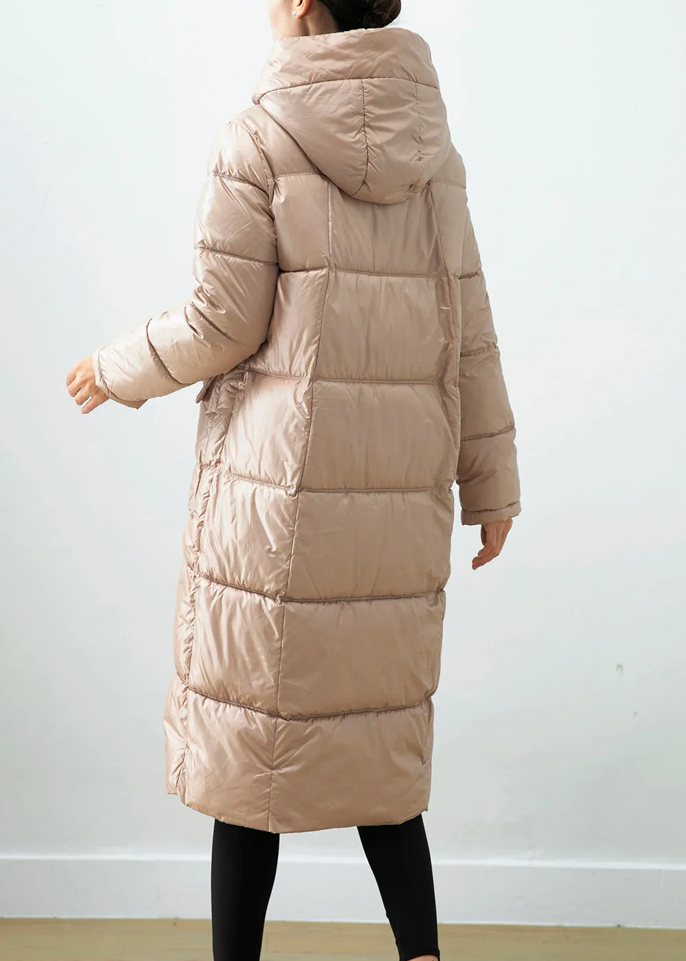 Khaki Duck Down Puffer Jacket Oversized Hooded Winter ML2454