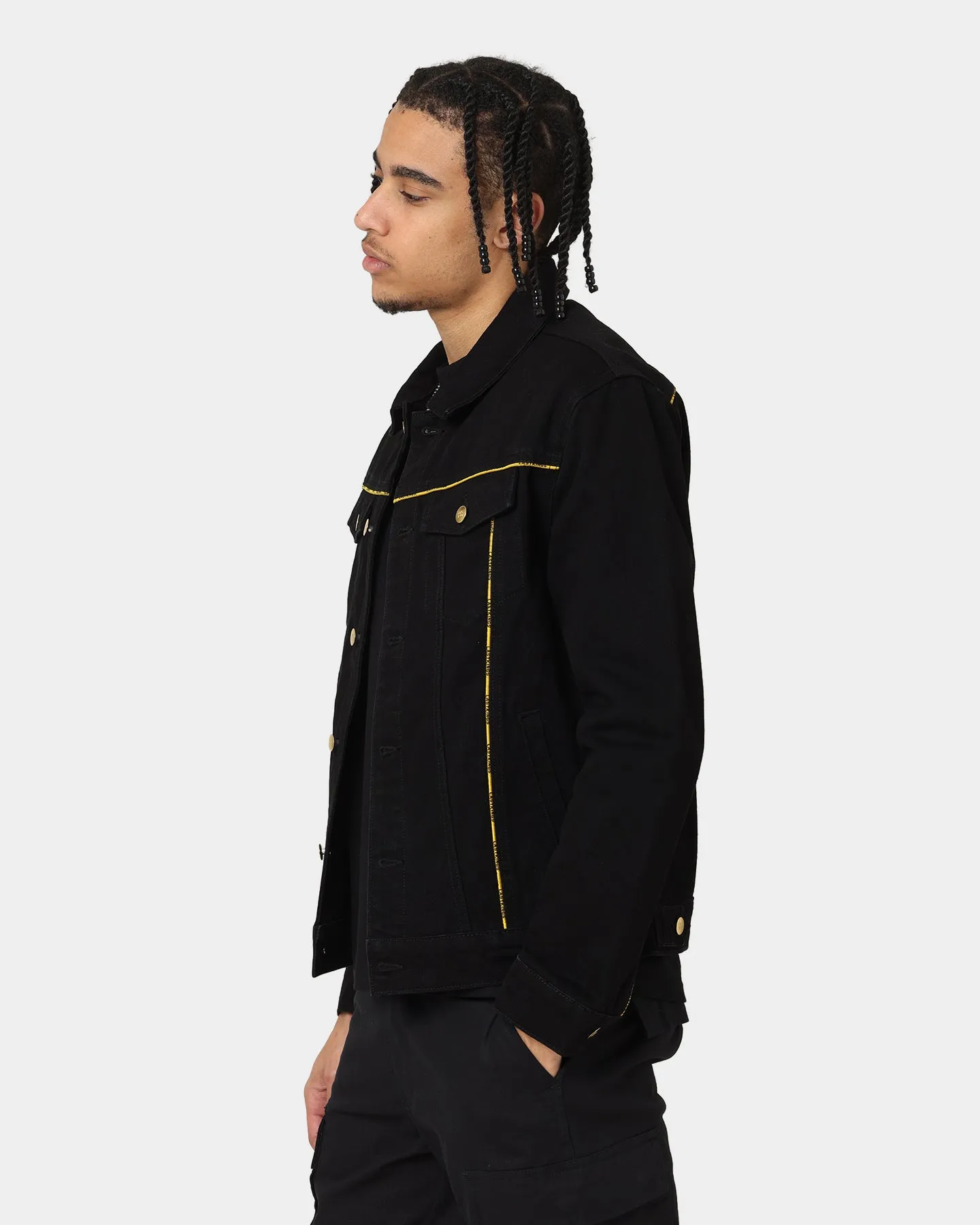 Last Kings Piping Denim Jacket Black Denim