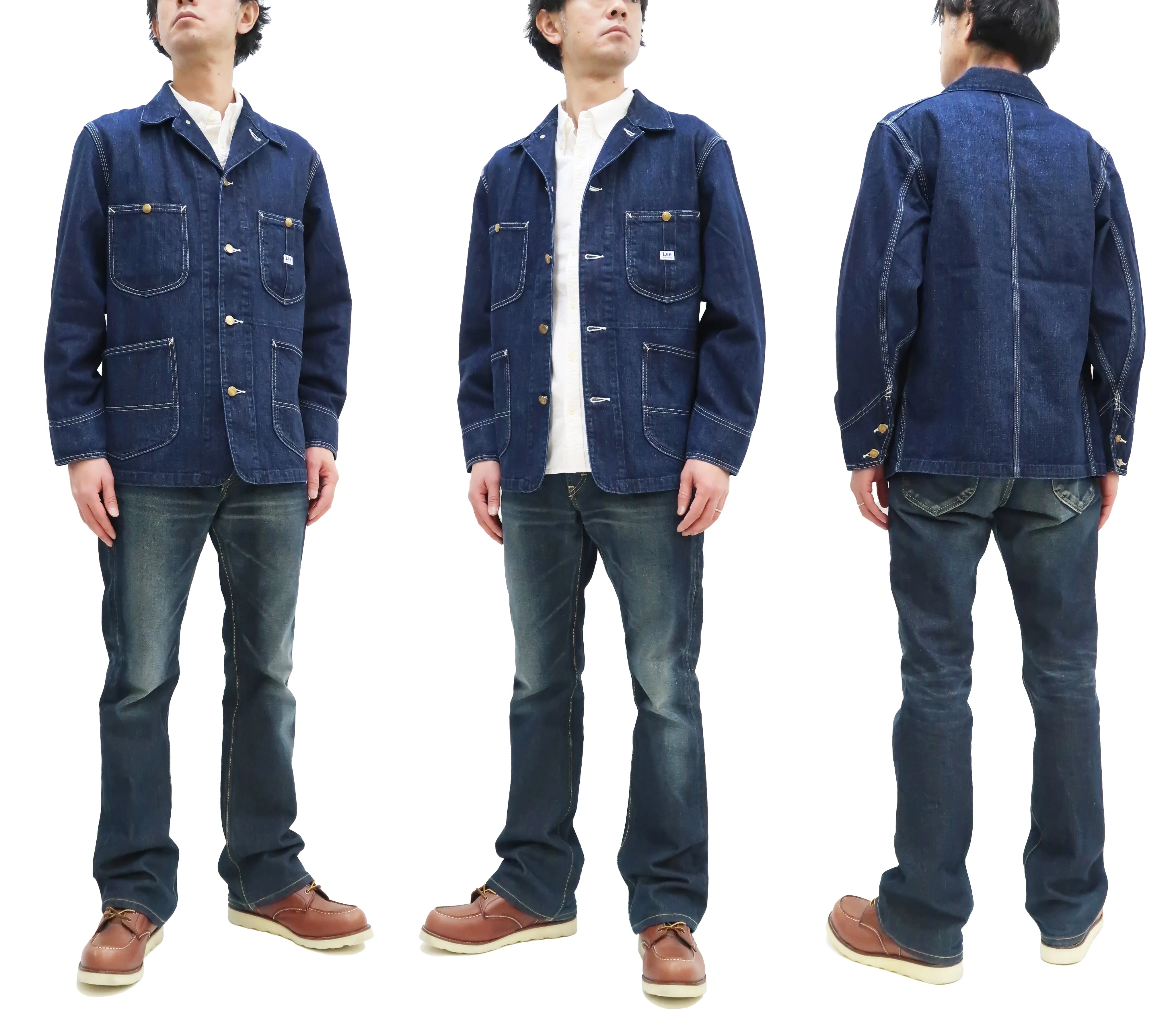 Lee Loco Jacket LT0659 Men's Chore Coat Unlined Railroad Work Jacket LT0659-336 Mid-Wash Faded Blue Denim