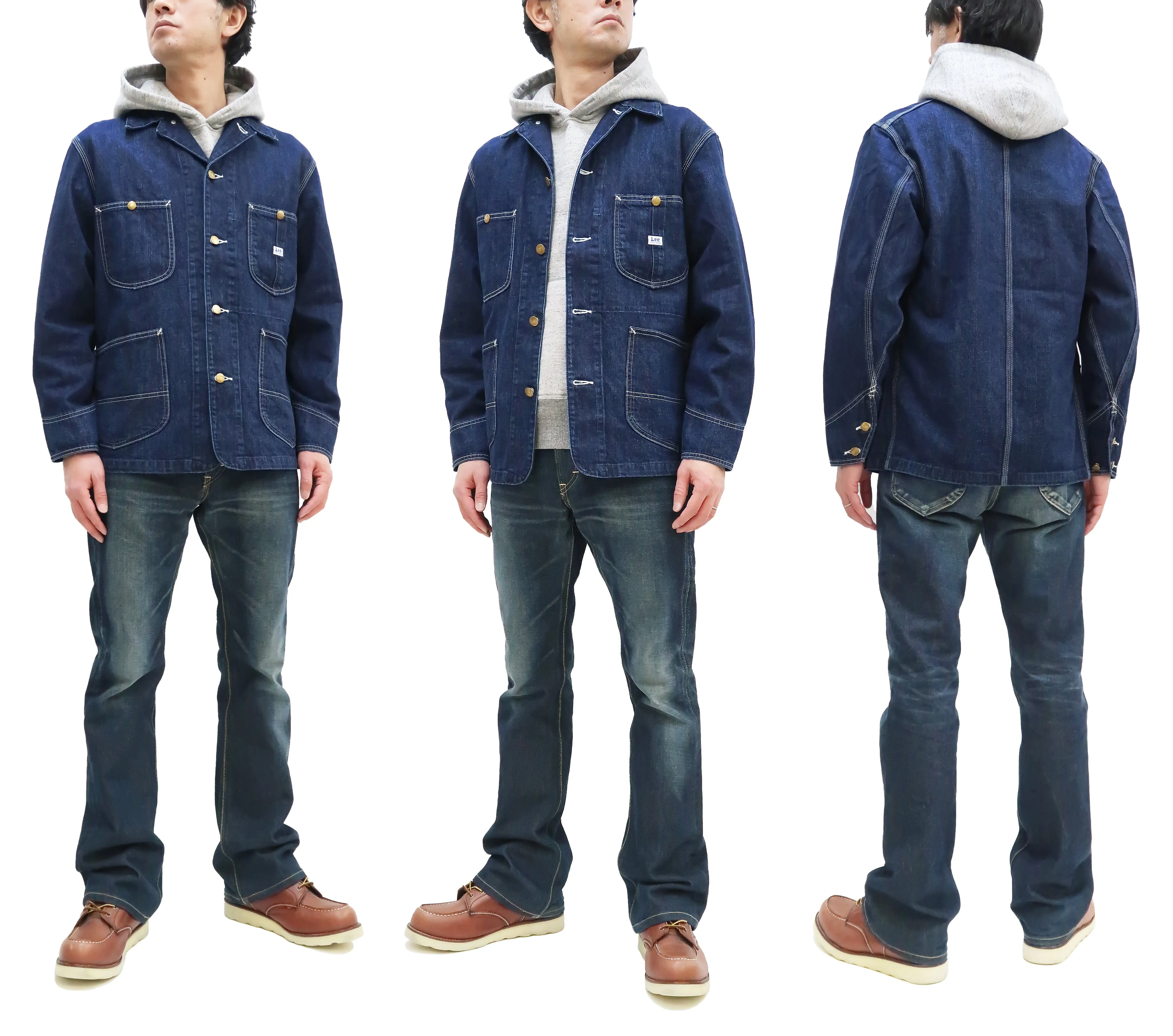 Lee Loco Jacket LT0659 Men's Chore Coat Unlined Railroad Work Jacket LT0659-336 Mid-Wash Faded Blue Denim