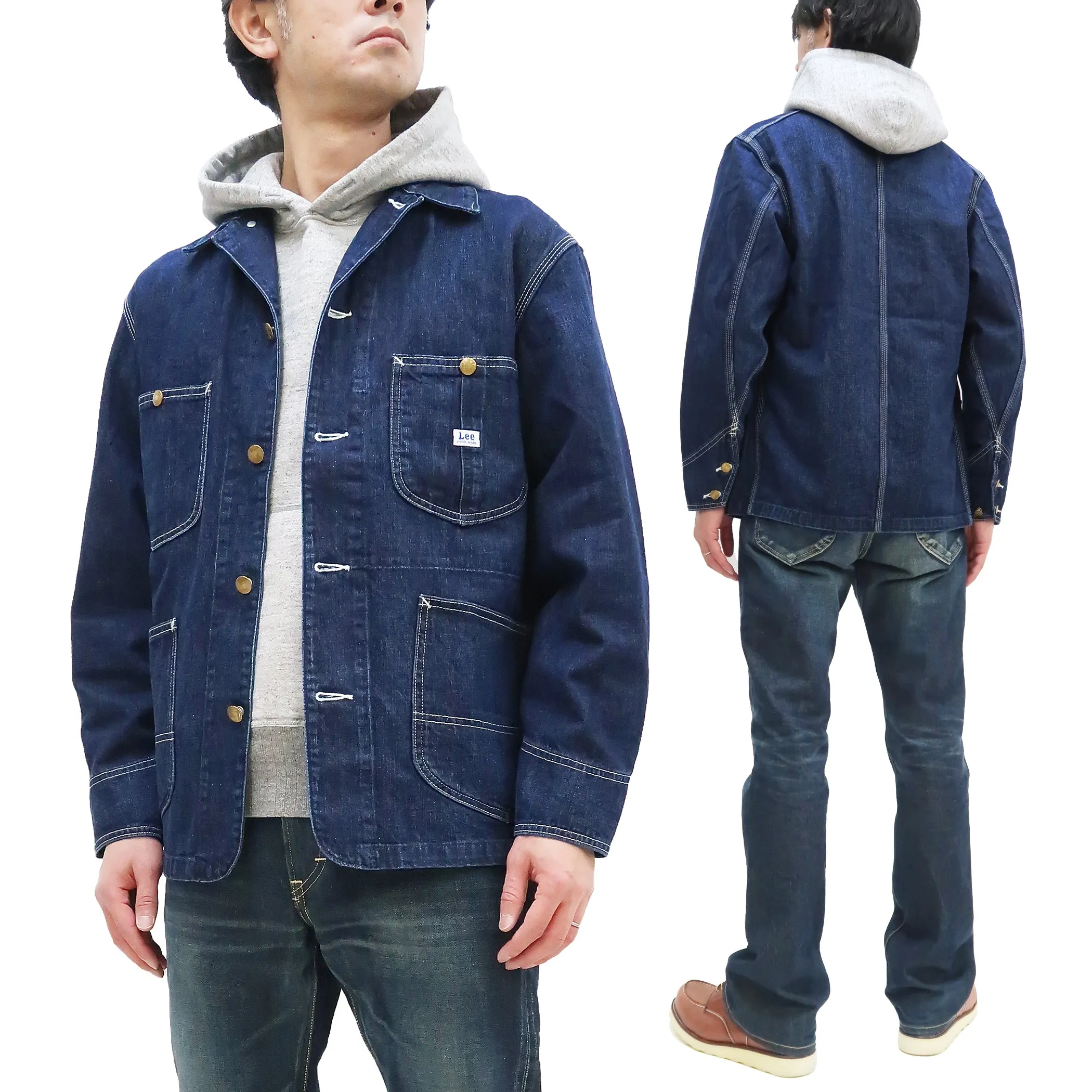 Lee Loco Jacket LT0659 Men's Chore Coat Unlined Railroad Work Jacket LT0659-336 Mid-Wash Faded Blue Denim