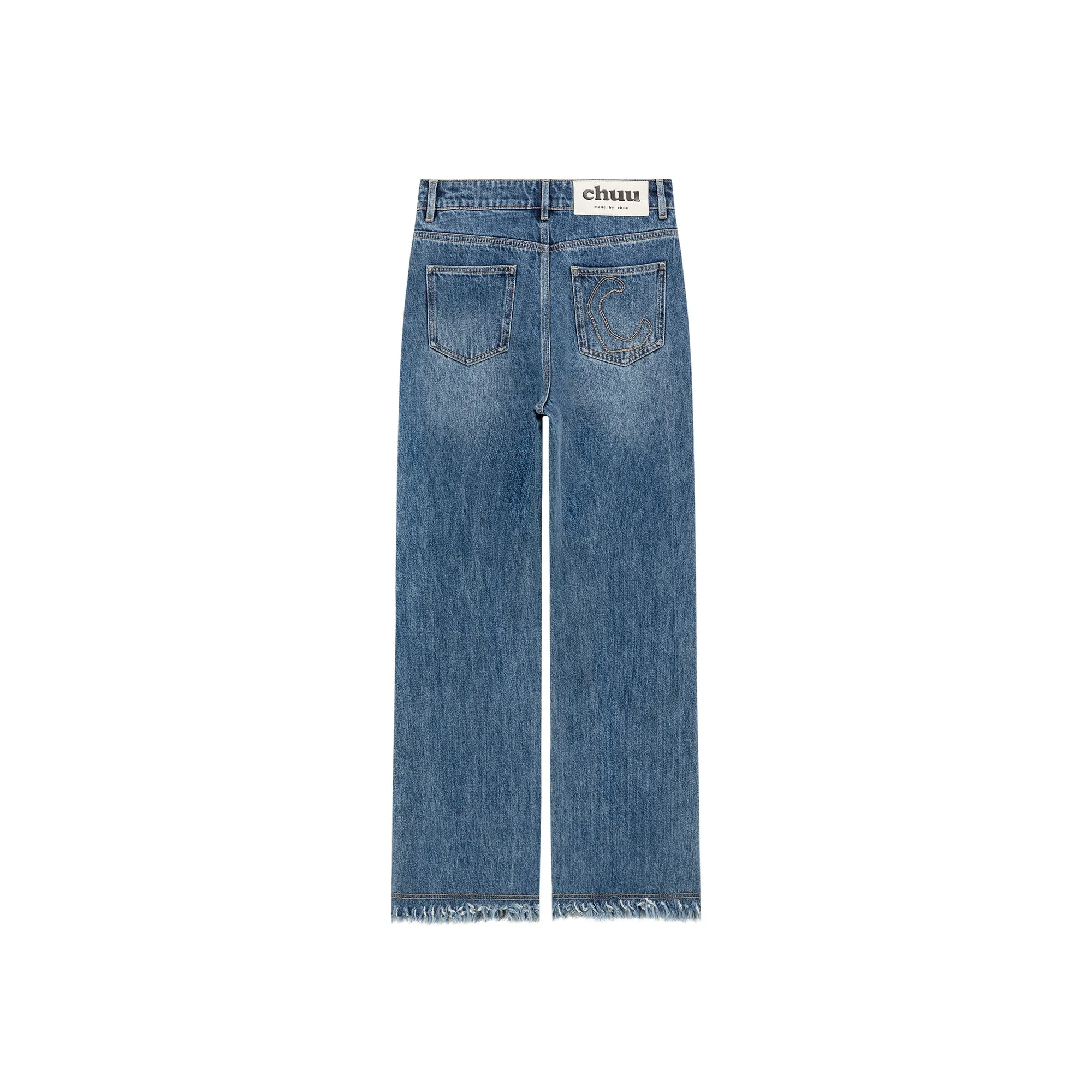 Lined Frayed Hem Denim Jeans