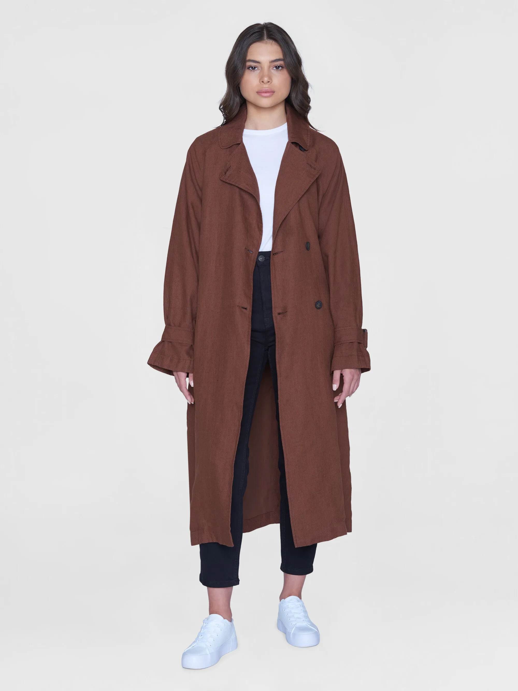 Linen trenchcoat - GOTS/Vegan - Tiramisu