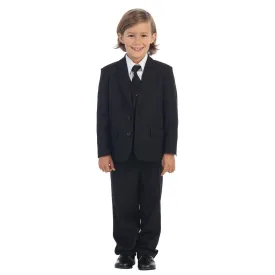 Little Boys Black Jewels & Gents Jacket Vest Shirt Tie Pants 5 Pc Suit 2T-7