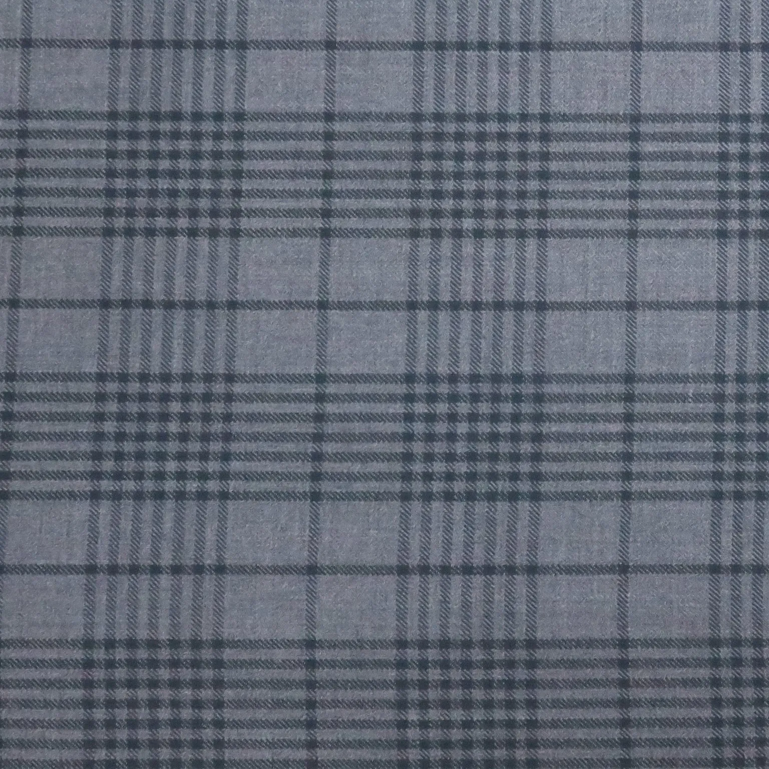 Medium Gray with Black and Windowpane Plaid 100% Wool Amadeus Dormeuil Fabric