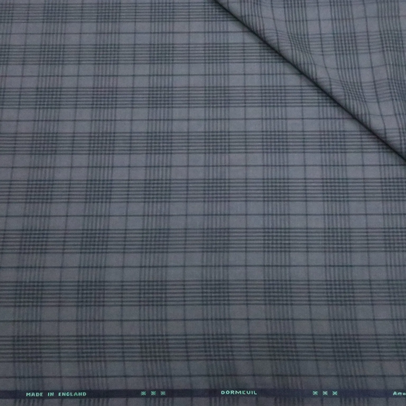 Medium Gray with Black and Windowpane Plaid 100% Wool Amadeus Dormeuil Fabric