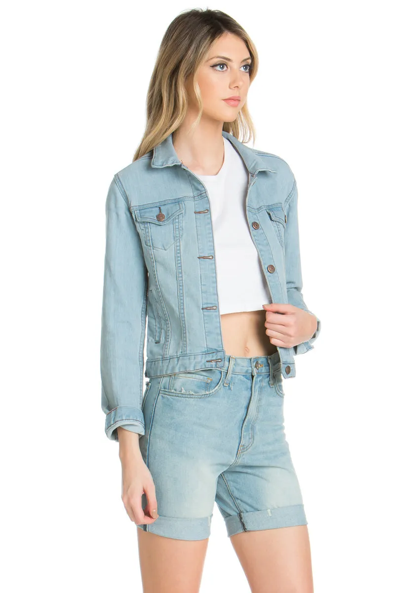 Melrose Cropped Denim Jacket Black