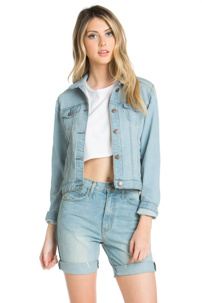 Melrose Cropped Denim Jacket Black