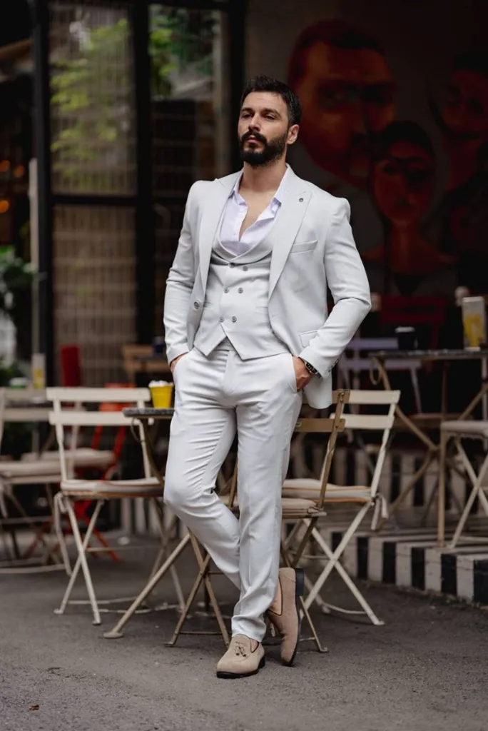 Men Grey 3 Piece Suit Dinner Suit Beach Wedding Suit Formal Slim Fit Suit Party Wear Suit Groomsmen Suit - Gift For Him