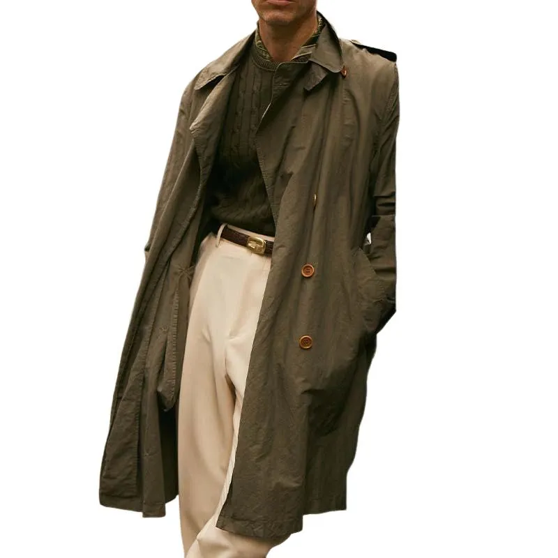 Men's Casual Fashionable Double-breasted Knee-length Trench Coat 08702191K