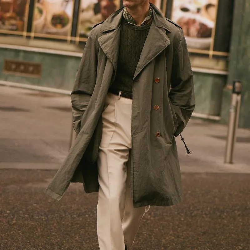 Men's Casual Fashionable Double-breasted Knee-length Trench Coat 08702191K