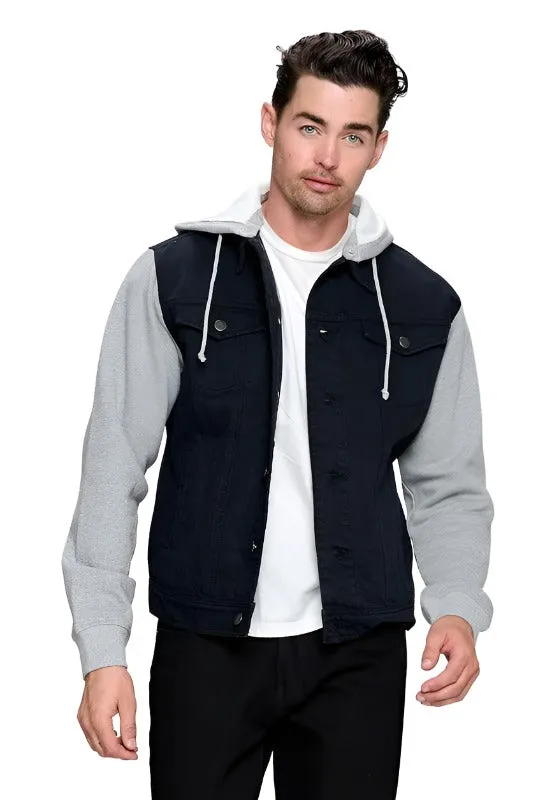 Men's Denim Jacket with Fleece Hoodies