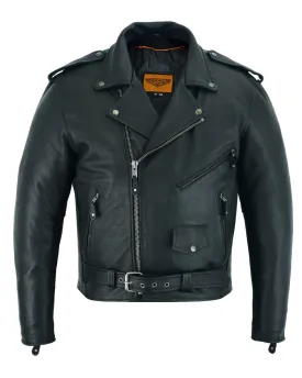 Mens Jacket Naked Cowhide Leather with Quilted Lining