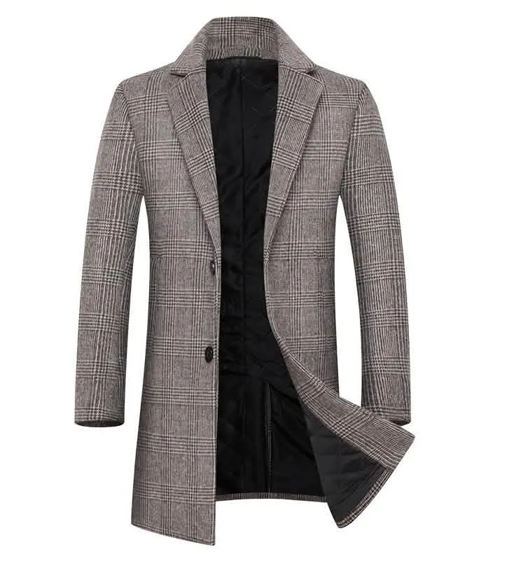 Men's Sophisticated Plaid Wool Blend Blazer Jacket