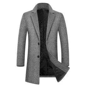 Men's Sophisticated Plaid Wool Blend Blazer Jacket